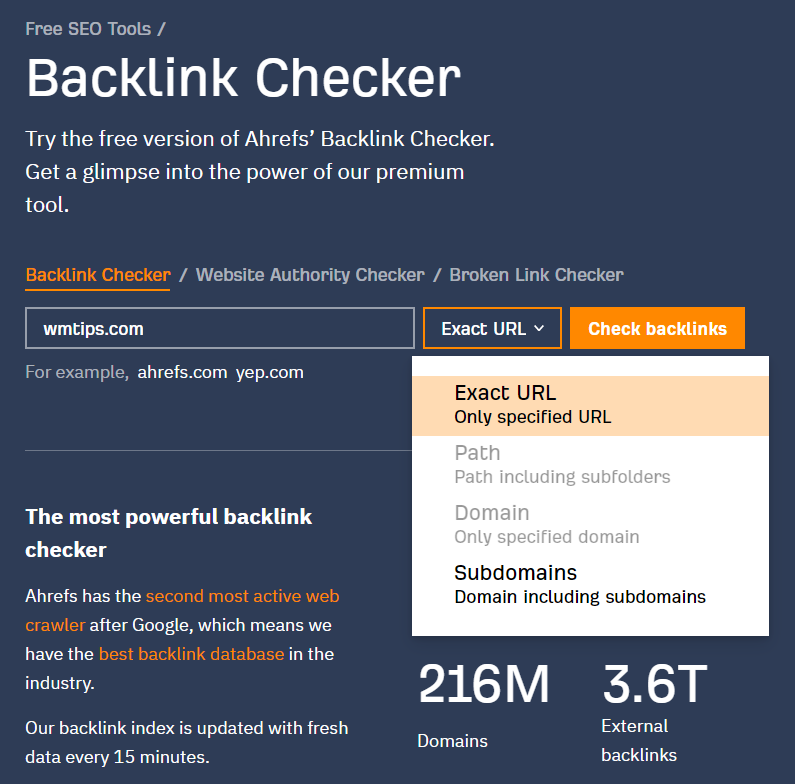 Ahrefs Backlink Checker