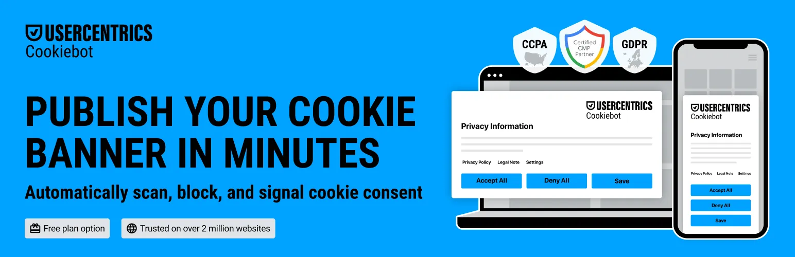 Cookiebot consent management banner