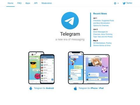 Telegram.org website screenshot