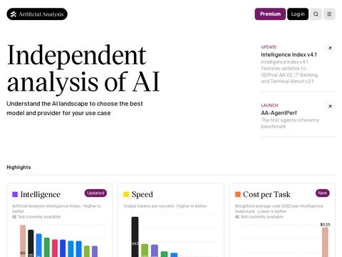 Artificialanalysis.ai website screenshot
