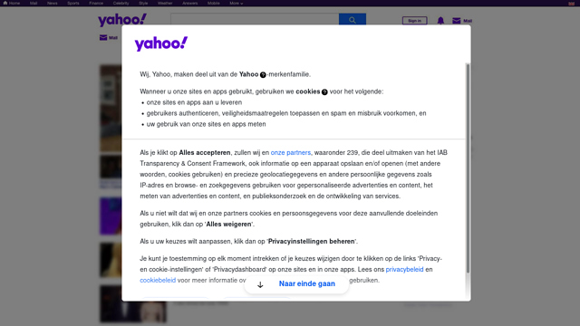 Finance.yahoo.com website screenshot
