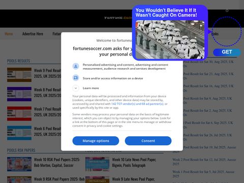Fortunesoccer.com website screenshot