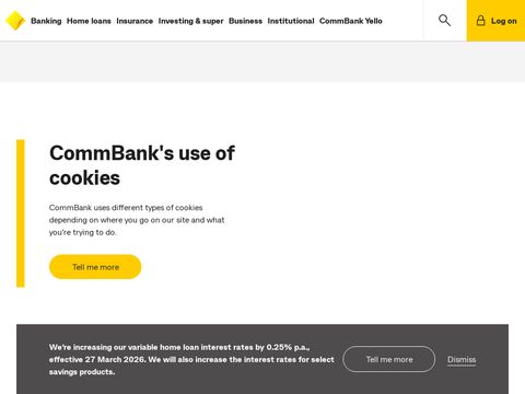 Commbank.com.au website screenshot