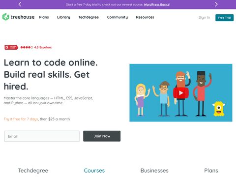 Teamtreehouse.com website screenshot
