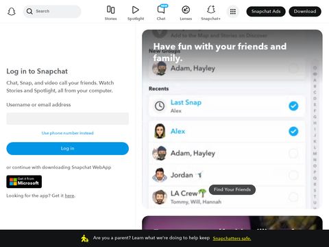 Snapchat.com website screenshot