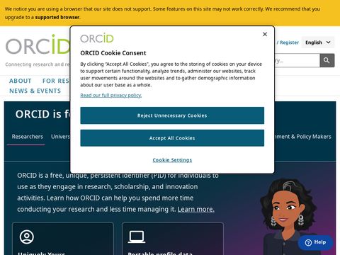 Orcid.org website screenshot