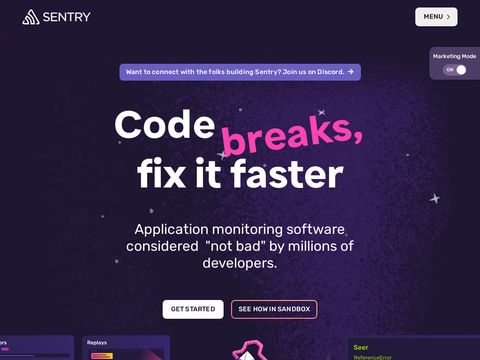 Sentry.io website screenshot