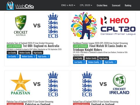 Webcric.com website screenshot