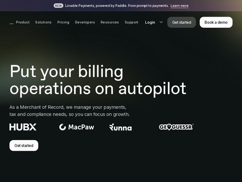 Paddle.com website screenshot