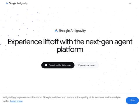 Antigravity.google website screenshot