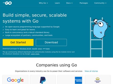 Go.dev website screenshot