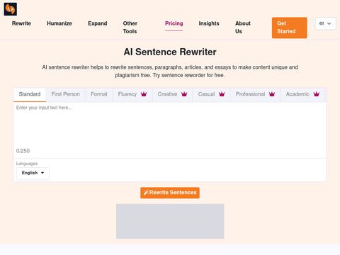 Sentencerewriter.net website screenshot