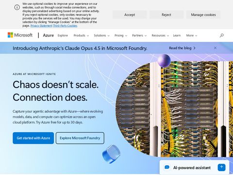 Azure.com website screenshot