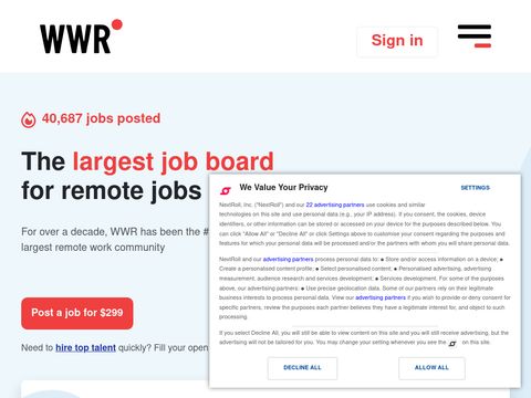 Weworkremotely.com website screenshot