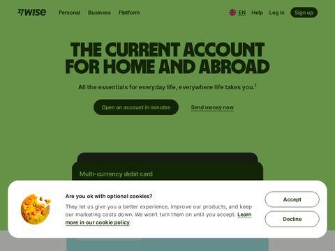 Wise.com website screenshot