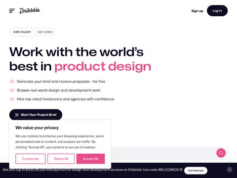 Dribbble.com website screenshot