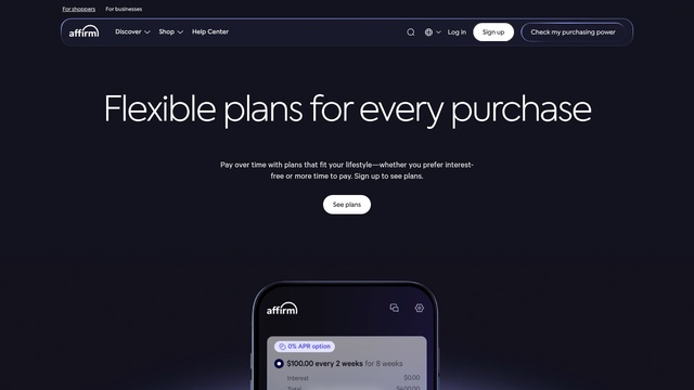 Affirm.com website screenshot