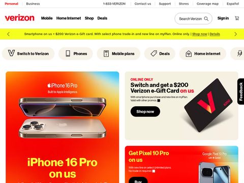 Verizon.com website screenshot