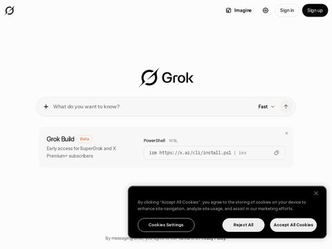 Grok.com website screenshot