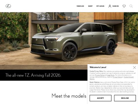 Lexus.com website screenshot