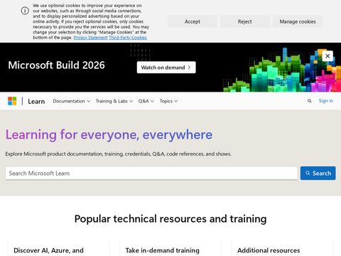 Learn.microsoft.com website screenshot